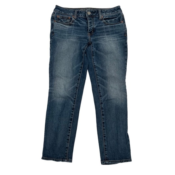 American Eagle Boy Crop Stretch Button Fly Jeans Size 30 Women’s - Picture 1 of 7